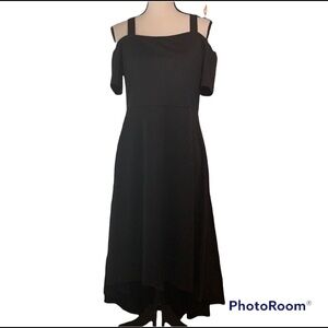 Black Off the Shoulder HighLow Hem Cocktail Dress